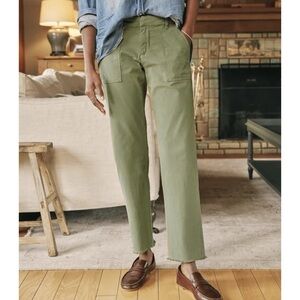 Frank And Eileen Blackrock Utility Pants Trouser Green Straight Leg Crop Size 10